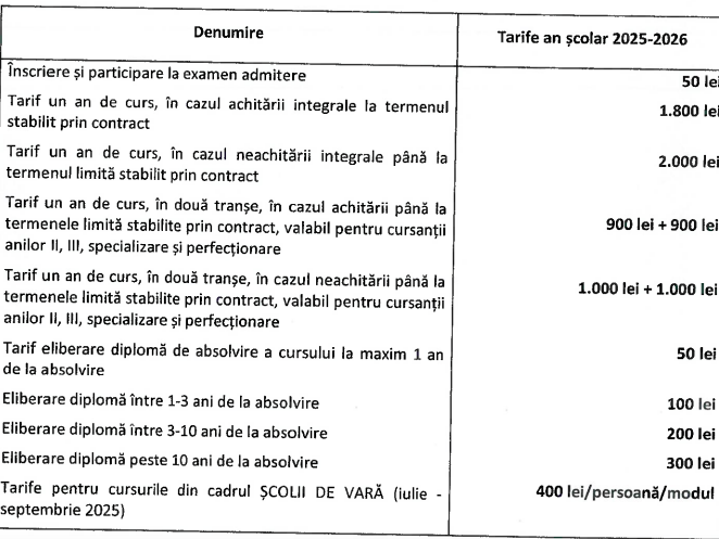tarifele de la Școala de Artă București