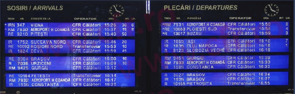 afișajul din Gara de Nord
