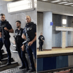 jandarmii cu armament militar la metrou
