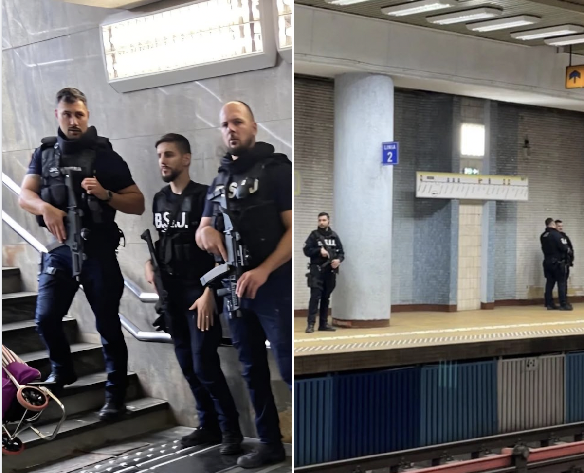 jandarmii cu armament militar la metrou
