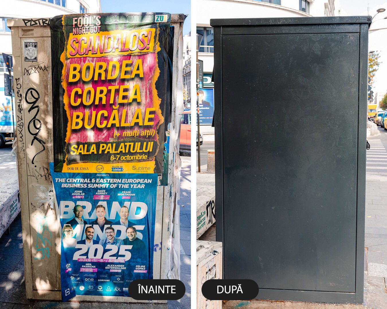 Fără afișe lipite ilegal, în Capitală. Amenzile ajung până la 100.000 de mii de lei. FOTO: PMB