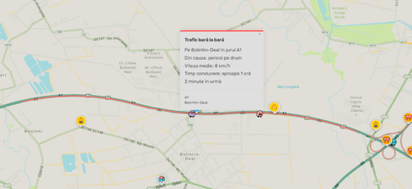 Trafic de coșmar pe A1 la intrarea în București, în Militari. Accident și pe A2, restricții de circulație