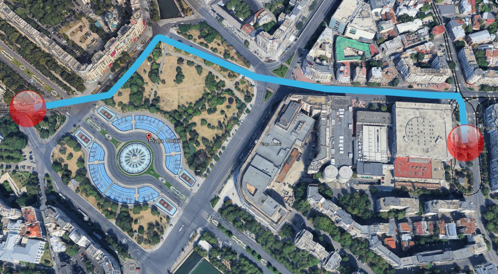 Linia de tramvai din Piața Unirii