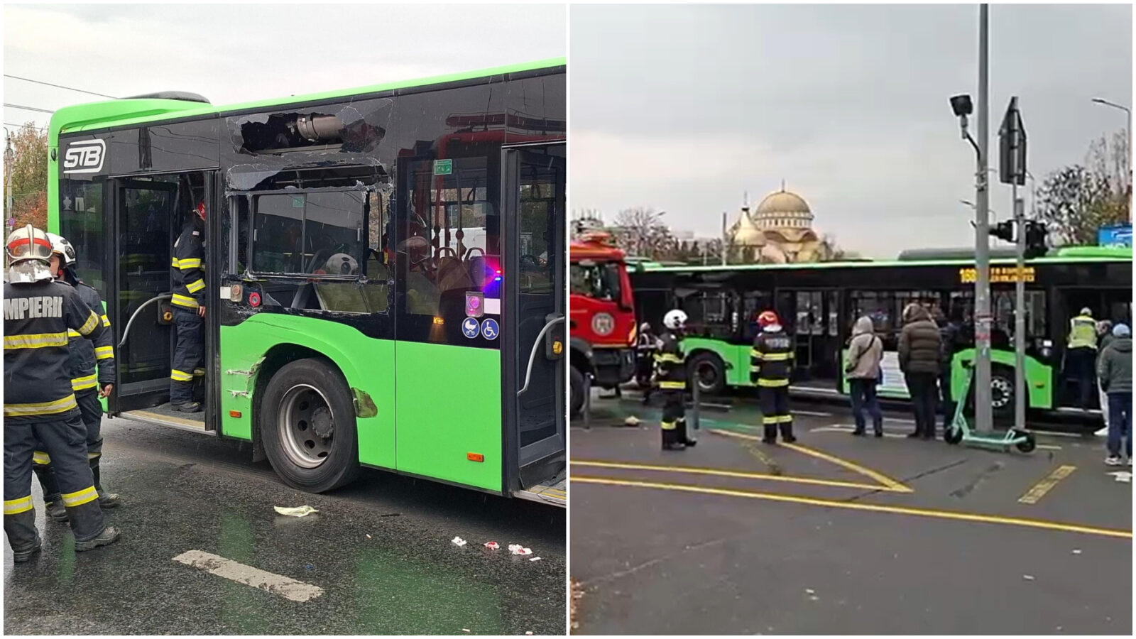 Accident între un tramvai și un autobuz STB
