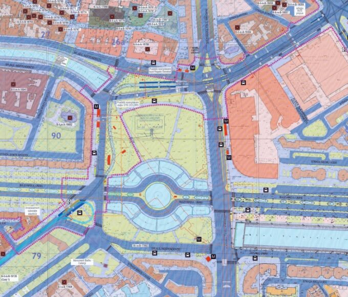 Harta Piața Unirii nod major de transport