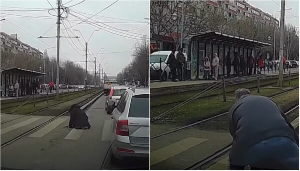 Persoană căzută pe trecerea de pietoni, ignorată de zeci bucureșteni