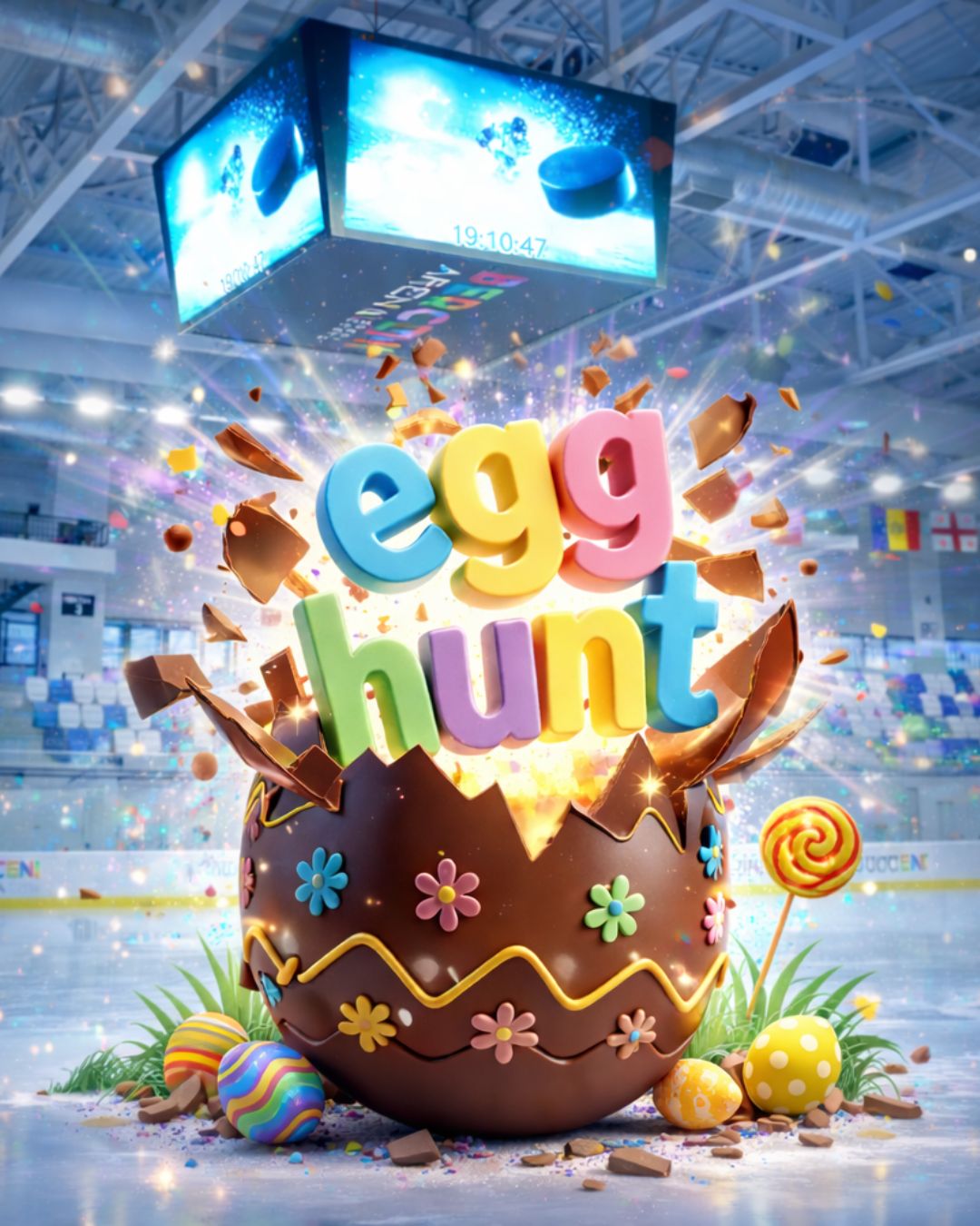 Vânătoare de ouă, la patinoarul Berceni Arena, în acest weekend. FOTO: Berceni Arena/ Facebook