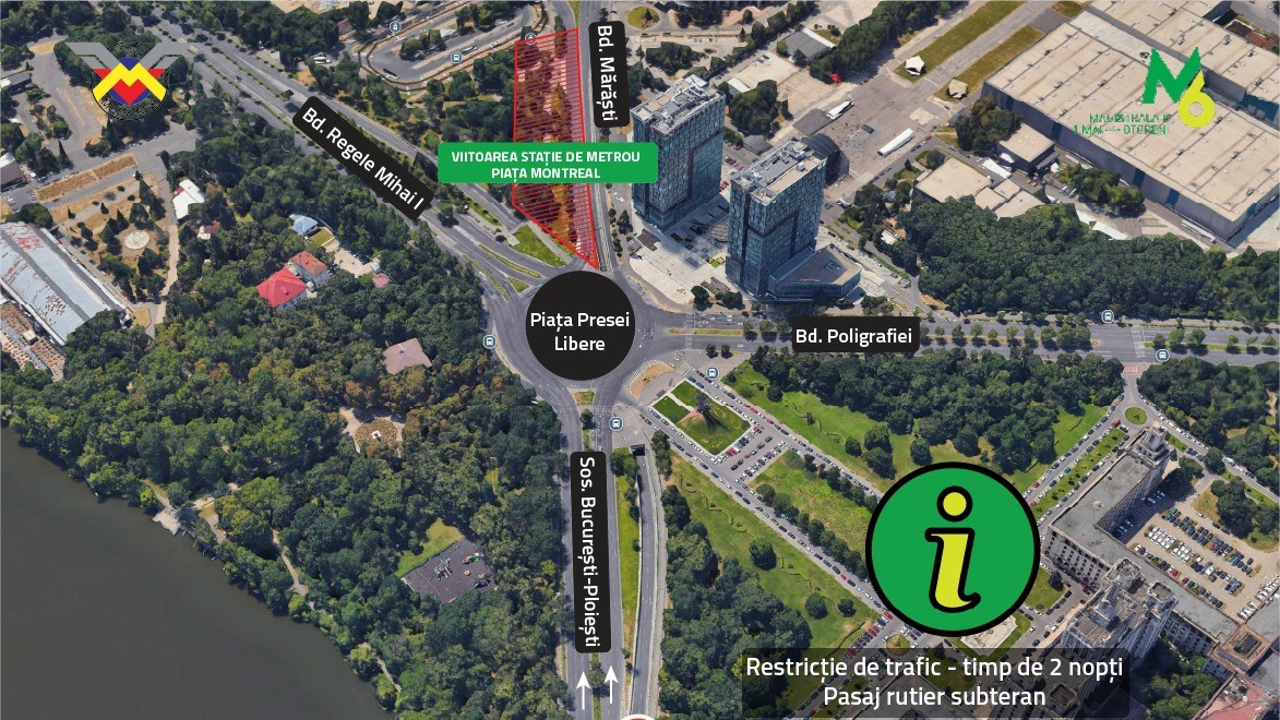 Restricții temporare de circulație prin Pasajul Piața Presei Libere