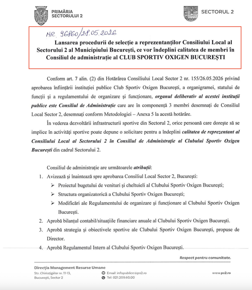 șefia Clubului Oxigen