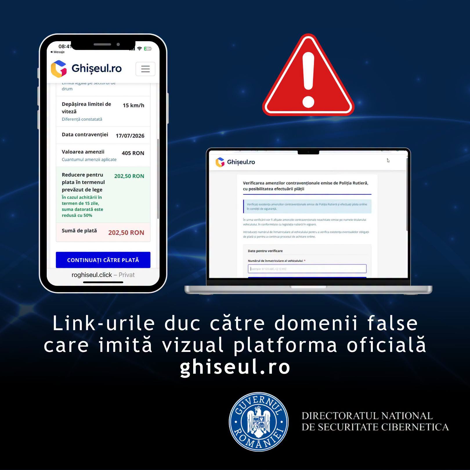 Campania frauduloasă prin SMS. Infractorii folosesc platforma ghiseul.ro | DNSC