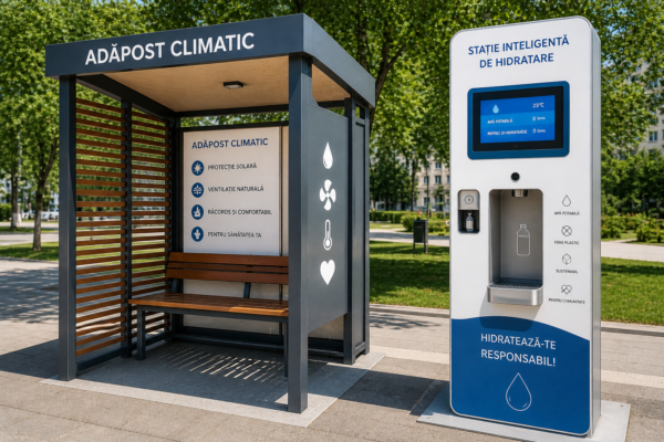 Stații inteligente de hidratare în adăposturile climatice și spațiile publice din Sectorul 2. „Apa pentru Comunitate” se votează în Consiliul Local | FOTO: AI