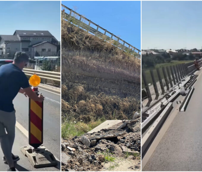 Primarul din Berceni a ieșit în stradă și a oprit lucrările de reparații la pasajul de peste A0