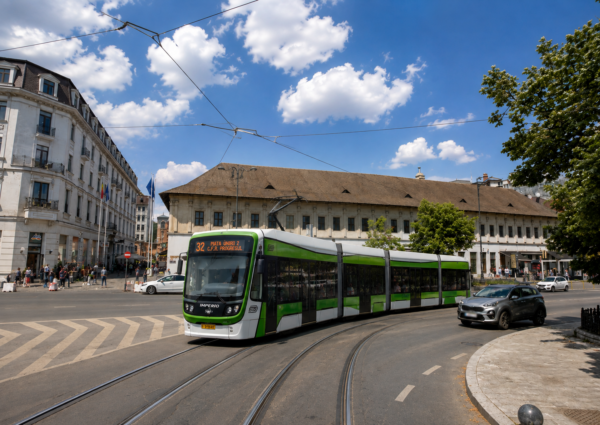 linia de tramvai din Piața Unirii