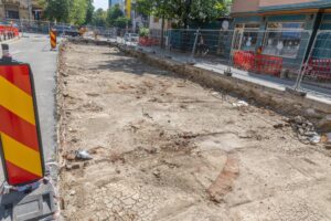 șantierele liniilor de tramvai
