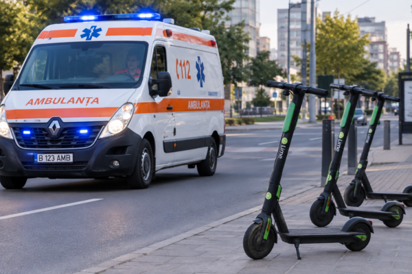 Peste 200 de copii au ajuns la spital din cauza accidentelor cu trotinete electrice. Mulți dintre ei au fost internați la Terapie Intensivă. FOTO: Imagine generată cu AI