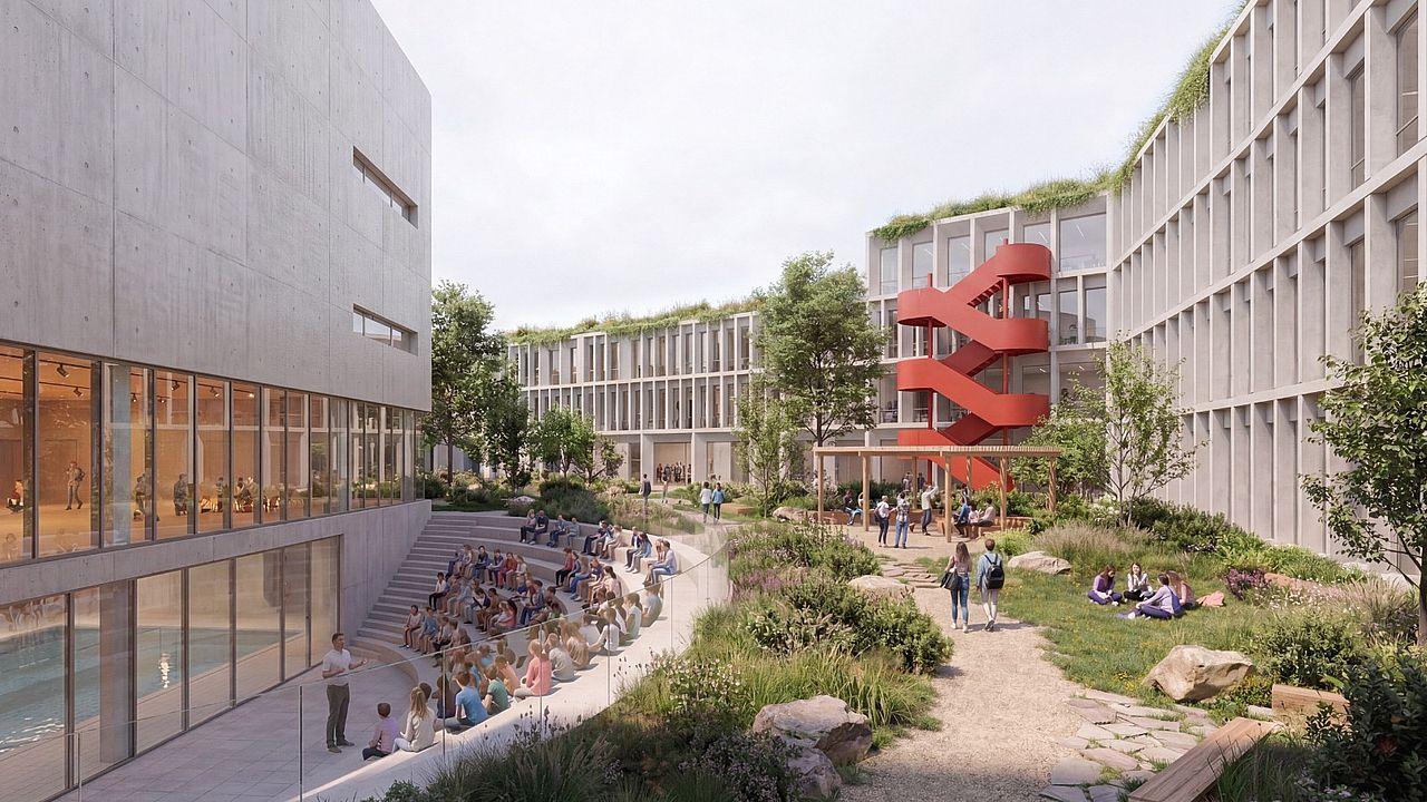Un complex educațional se ridică în fosta Piață 13 Septembrie. Clădirea va avea consum de energie aproape. FOTO: Imagine creată cu AI