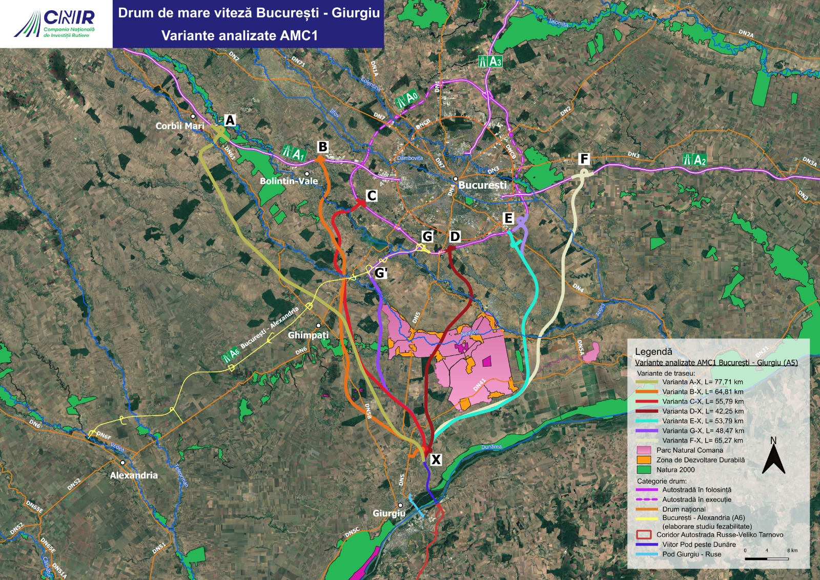 Șapte variante de traseu pentru Autostrada București - Giurgiu, în analiză. Drumul de mare viteză va lega Bucureștiul de Bulgaria