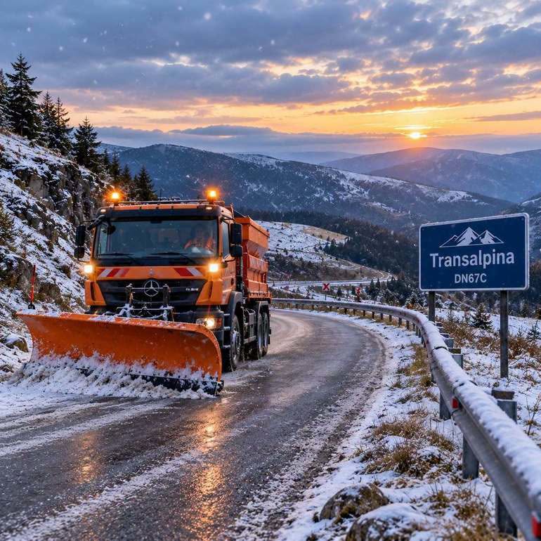 Circulația pe Transalpina se modifică din acest weekend. La munte a nins iar temperaturile au scăzut. FOTO: CNAIR