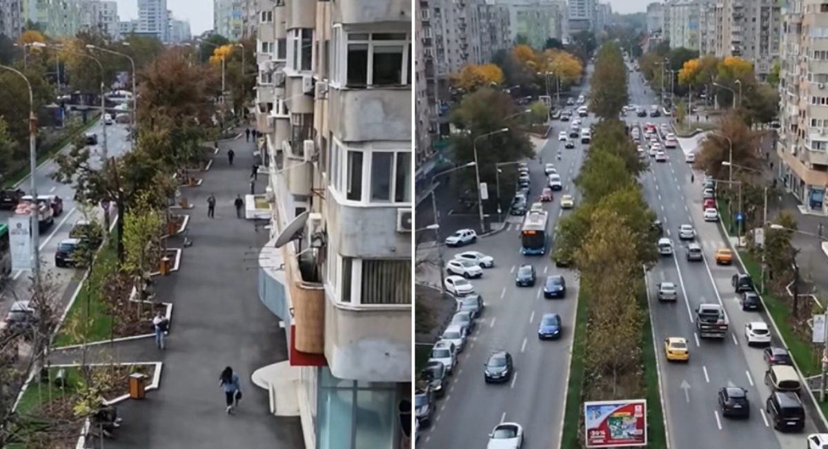 VIDEO | Cum arată Calea 13 Septembrie după lucrările de reamenajare. Trotuare reparate și peste 600 de arbori plantați în zonă, printre intervenții