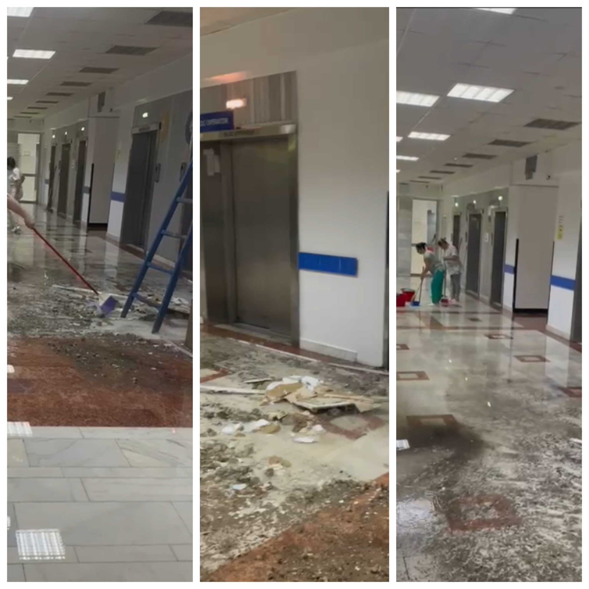 VIDEO | Inundaţie în holul Spitalului Universitar, în urma ploii torenţiale. Cîrstoiu: „Spitalele astea sunt peticite, aşa!”