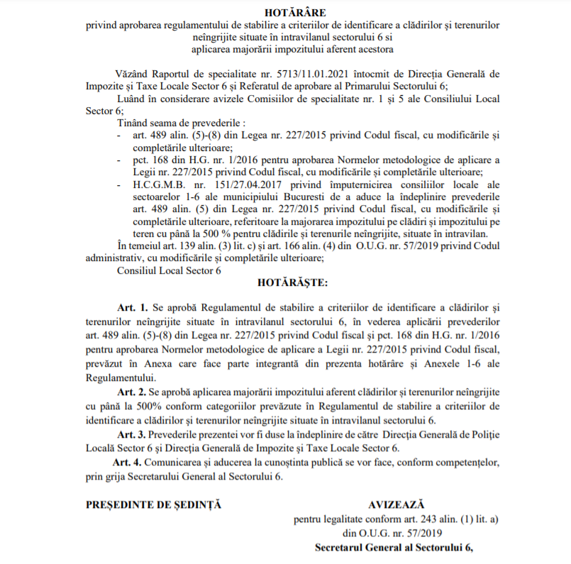 ClÄƒdirile È™i Terenurile Neingrijite Din Sectorul 6 Vor Fi Supraimpozitate Cu PanÄƒ La 500 Buletin De BucureÈ™ti