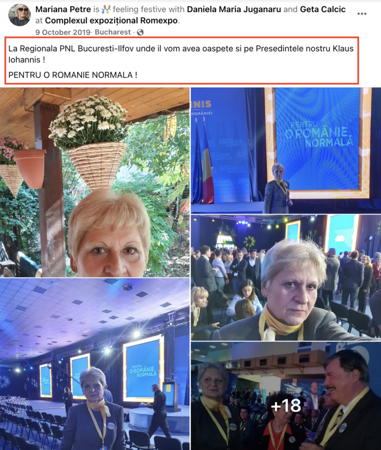 Mariana Petre, în timpul unor acțiuni politice ale PNL