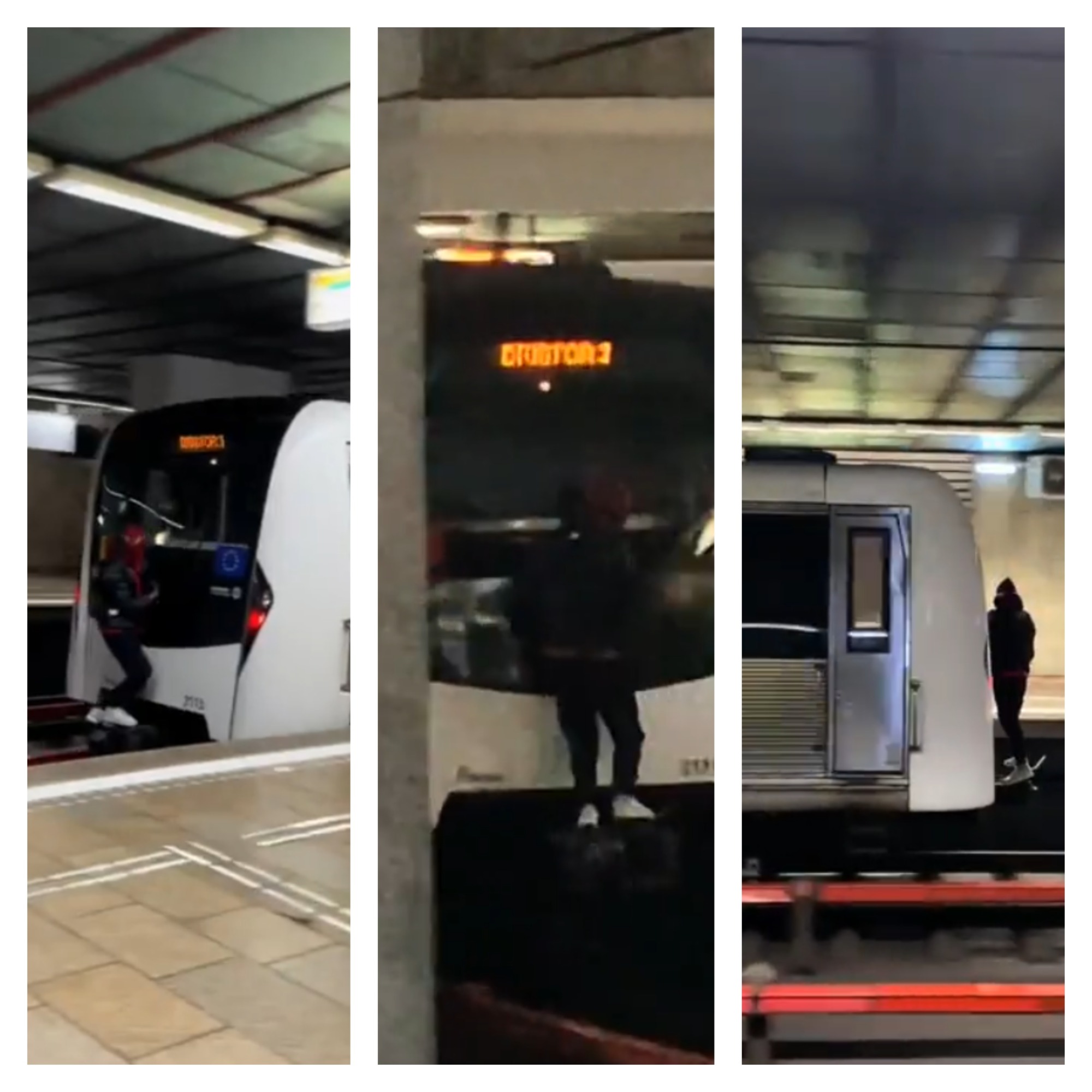 VIDEO | Teribilism la metrou: un tânăr mascat s-a urcat pe tamponul unei garnituri şi a „călătorit” aşa