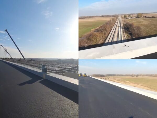 Stadiul lucrărilor pe lotul 3 al A0 Sud. Foto: Colaj