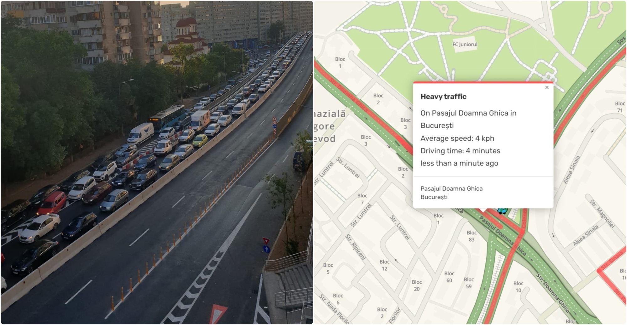 Pasajul Doamna Ghica, blocat la o săptămână de la inaugurare. Se circula bară la bară către Șoseaua Petricani