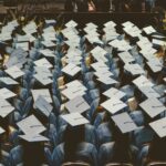 blue and white academic hat