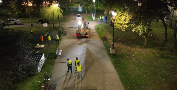 PMB susține că șantierul de la planșeul Unirii a fost deschis ilegal/ Foto: Captură video/ FB/ Daniel Băluță